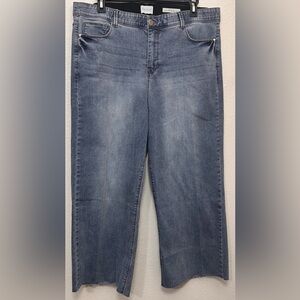 NWOT Angels Everflex Sculpt Raw Hem Wide Leg Light Wash Jeans size 20W